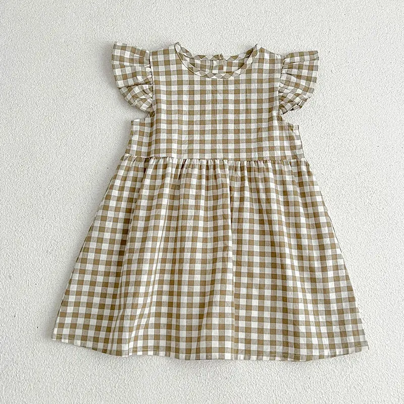 Summer Kids Baby Girls Sleeveless Grid Dress New Kids Baby Girls Sweet Cute Princess Children Clothes Dress