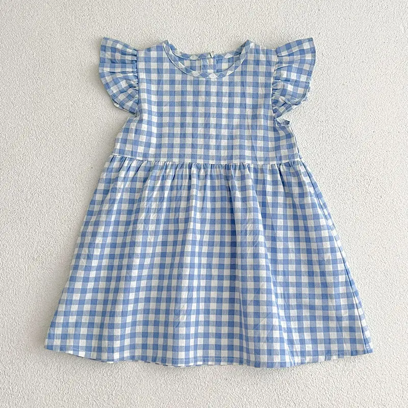 Summer Kids Baby Girls Sleeveless Grid Dress New Kids Baby Girls Sweet Cute Princess Children Clothes Dress