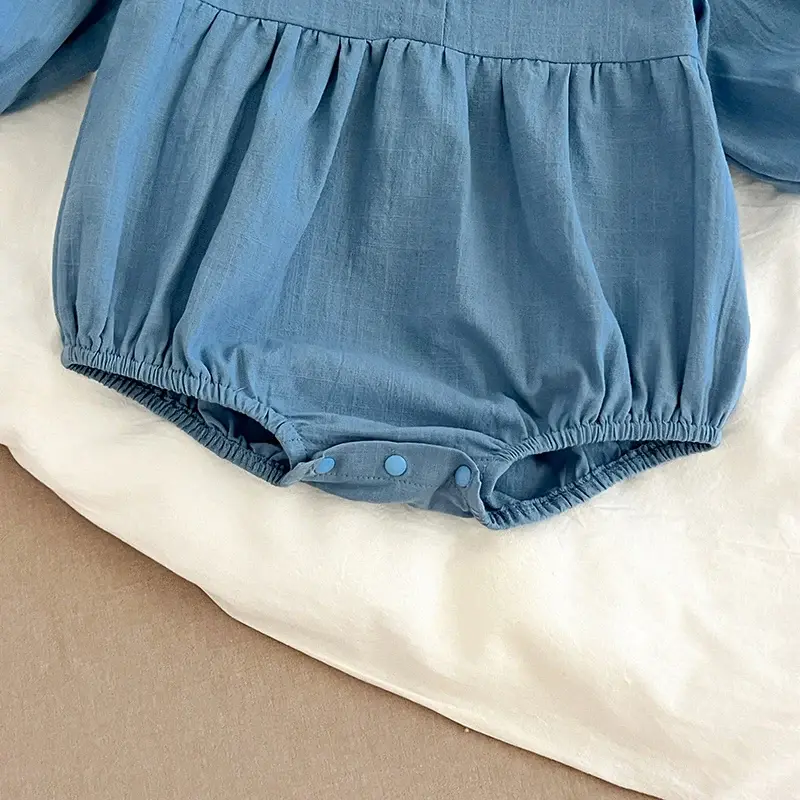 2024 Fashion Baby Romper 0-2Yrs Newborn Bodysuit Embroidered Flowers Clothing Peter Pan Collar Long Sleeves Infant Girl Jumpsuit