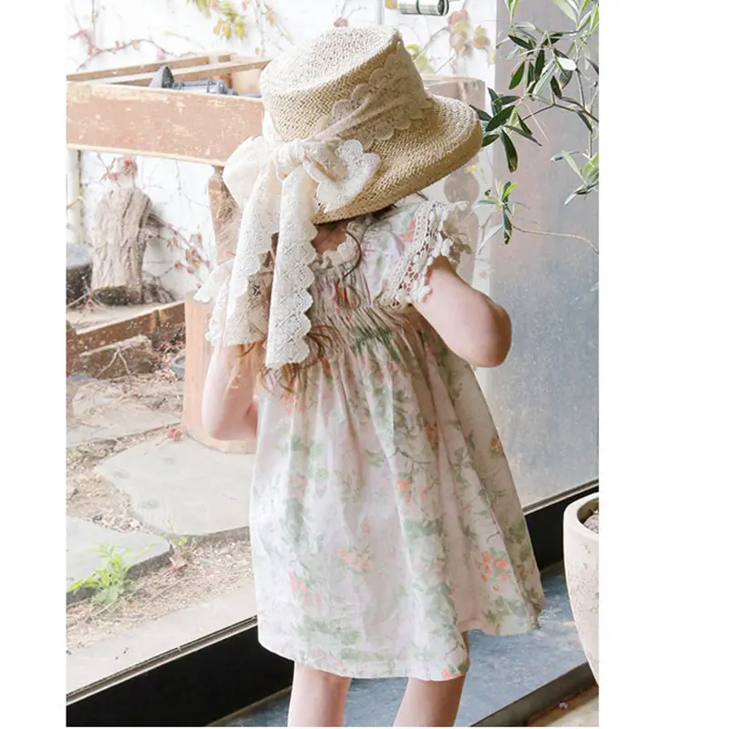 New Toddler Baby Girls Party Dresses Summer Kids Girls Dress Cotton Flower Sleeveless Outwear Lovely Infant Costume Clothes Lace
