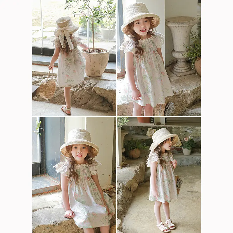 New Toddler Baby Girls Party Dresses Summer Kids Girls Dress Cotton Flower Sleeveless Outwear Lovely Infant Costume Clothes Lace