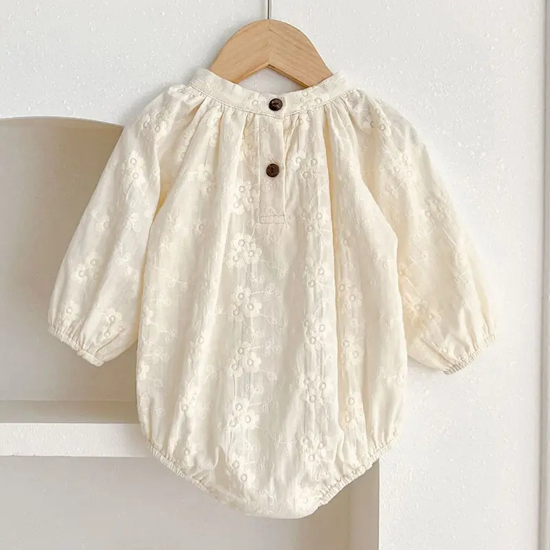 Newborn Kids Baby Girls Long Sleeve Sweet Embroidery Princess Rompers Autumn New Infant Baby Girls Rompers Clothes