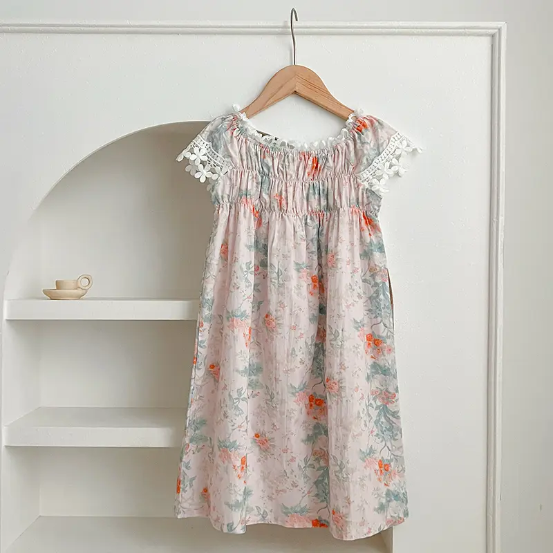 New Toddler Baby Girls Party Dresses Summer Kids Girls Dress Cotton Flower Sleeveless Outwear Lovely Infant Costume Clothes Lace