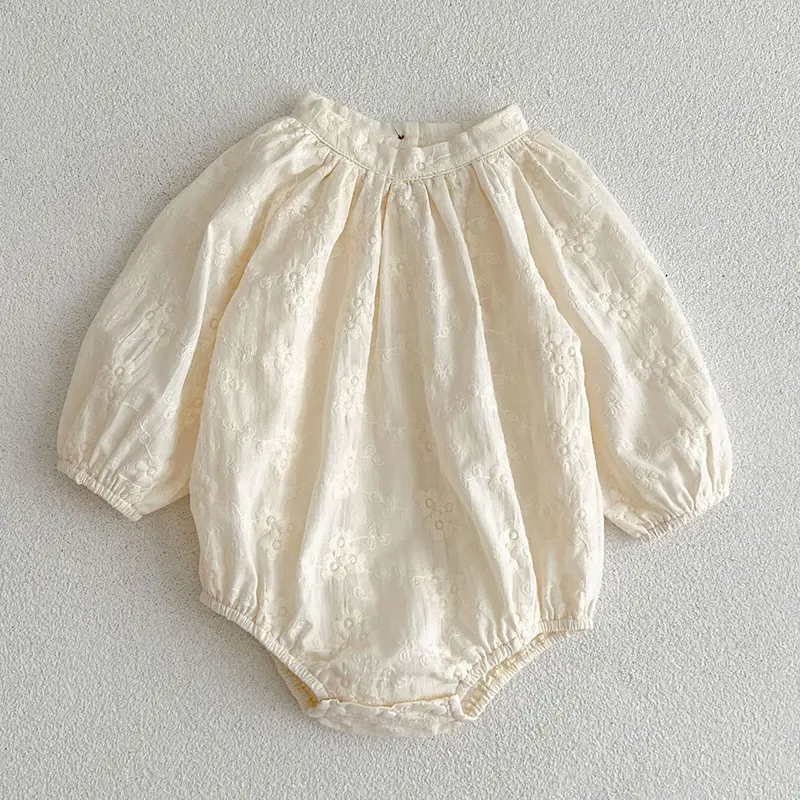Newborn Kids Baby Girls Long Sleeve Sweet Embroidery Princess Rompers Autumn New Infant Baby Girls Rompers Clothes