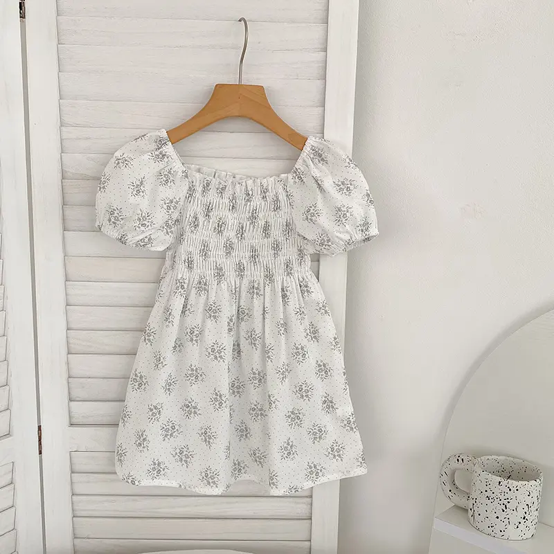 Girls Dress Puff Sleeve Kids Clothes Summer New Cute Printed Princess Dress Toddler Kid Clothes For 2-6Y Children Girl's dress