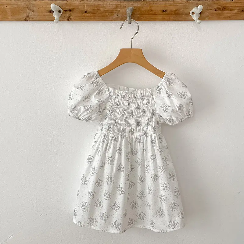 Girls Dress Puff Sleeve Kids Clothes Summer New Cute Printed Princess Dress Toddler Kid Clothes For 2-6Y Children Girl's dress