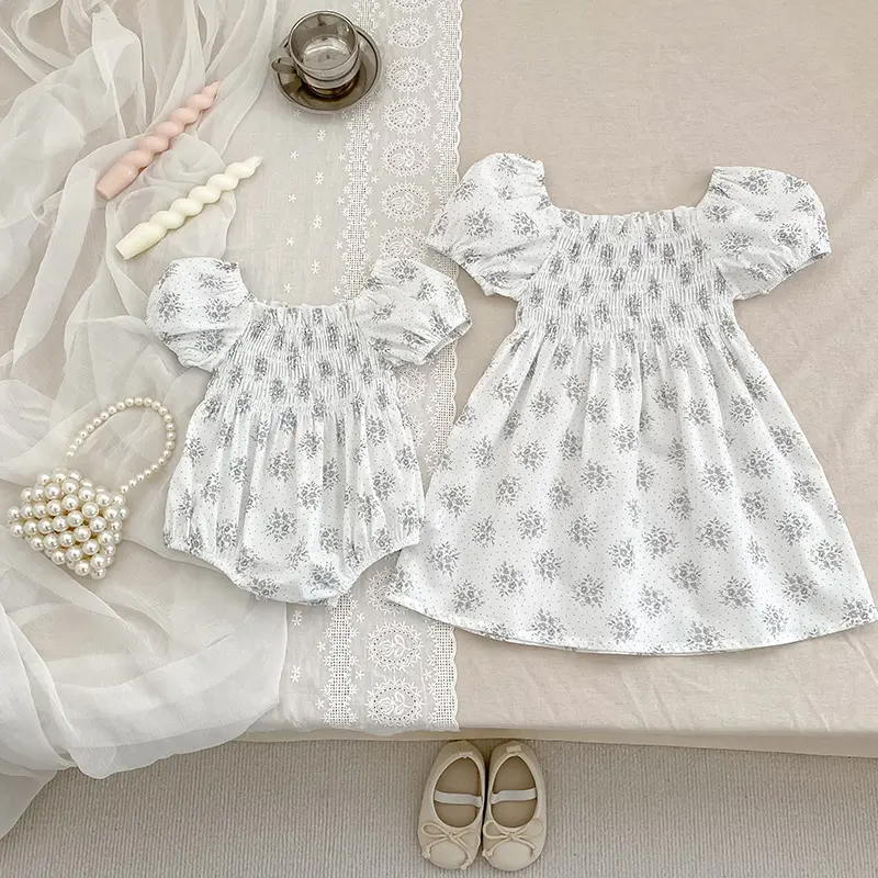 Girls Dress Puff Sleeve Kids Clothes Summer New Cute Printed Princess Dress Toddler Kid Clothes For 2-6Y Children Girl's dress
