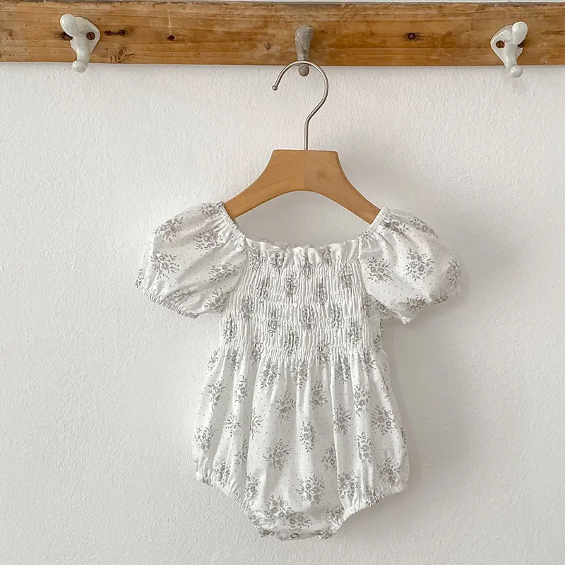 Baby Girls Rompers Newborn Kids Baby Girls Short Sleeve Sweet Flower Printing Princess Rompers Infant Baby Girls Rompers Clothes