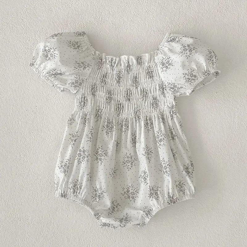 Baby Girls Rompers Newborn Kids Baby Girls Short Sleeve Sweet Flower Printing Princess Rompers Infant Baby Girls Rompers Clothes