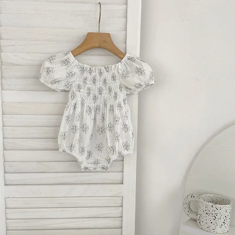 Baby Girls Rompers Newborn Kids Baby Girls Short Sleeve Sweet Flower Printing Princess Rompers Infant Baby Girls Rompers Clothes