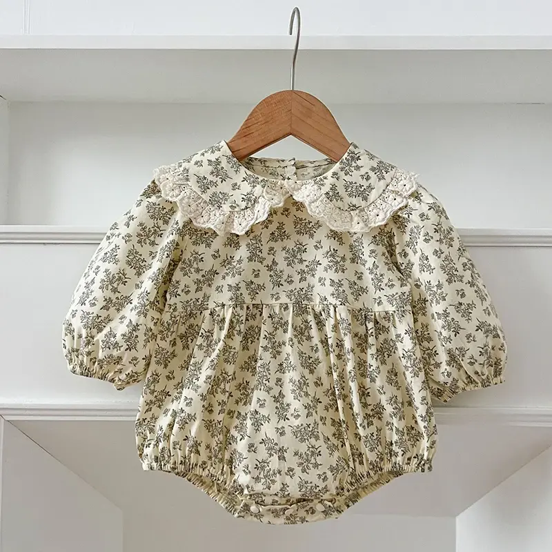 Baby Girls Rompers Newborn Kids Baby Girls Clothes Long Sleeve Sweet Flower Printing Princess Rompers Infant Baby Girls Rompers