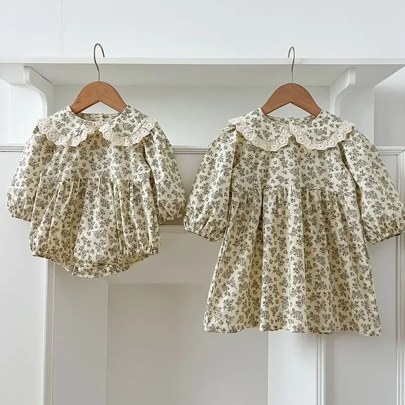 Baby Girls Rompers Newborn Kids Baby Girls Clothes Long Sleeve Sweet Flower Printing Princess Rompers Infant Baby Girls Rompers