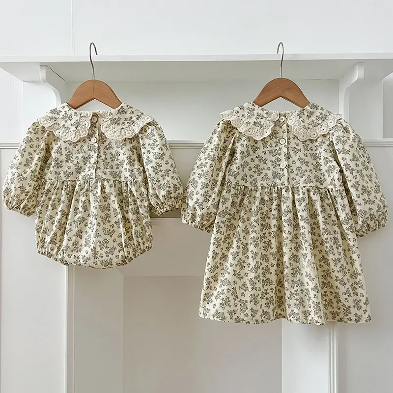 Baby Girls Rompers Newborn Kids Baby Girls Clothes Long Sleeve Sweet Flower Printing Princess Rompers Infant Baby Girls Rompers