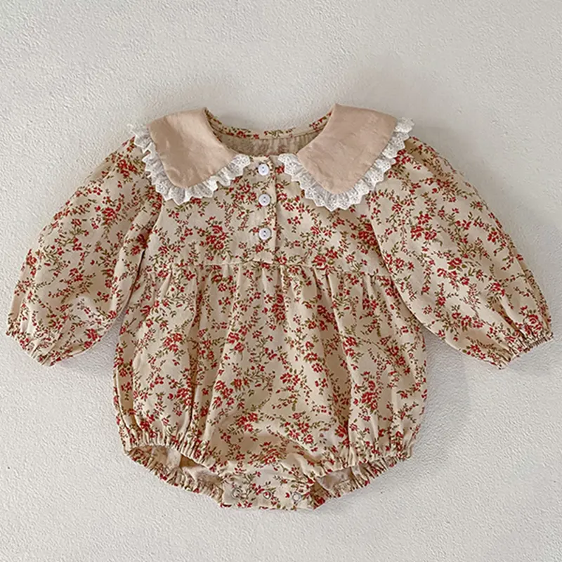Autumn Baby Girls Rompers Infant Baby Girls Jumpsuits Long Sleeve Clothes Spring Flower Princess Rompers Newborn Kids Clothes