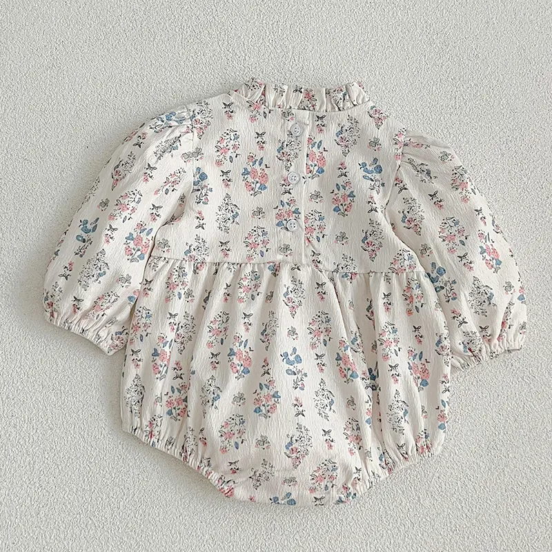 Baby Spring Clothing Newborn Infant Baby Girls Cotton Romper Autumn Ruffled Collar Long Sleeves Romper Floral Bodysuit Jumpsuit