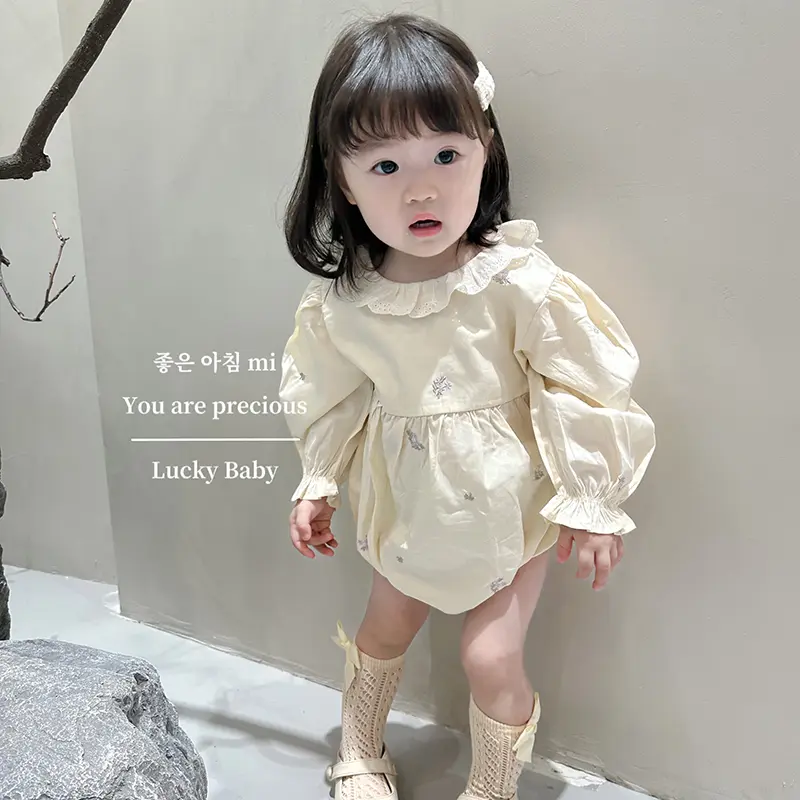 Baby Clothes Autumn Cute Embroidery Floral Infant Girl Long Sleeves Bodysuits Cotton Toddler One Pieces Newborn Girl Clothes