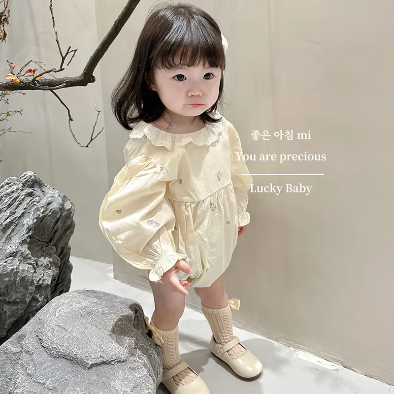 Baby Clothes Autumn Cute Embroidery Floral Infant Girl Long Sleeves Bodysuits Cotton Toddler One Pieces Newborn Girl Clothes