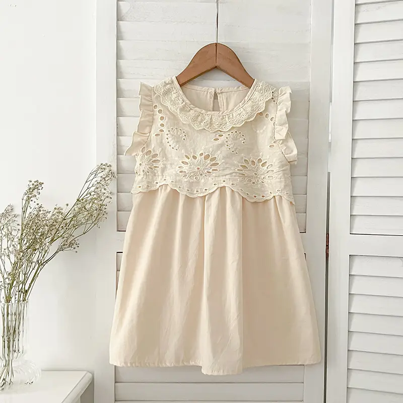 Summer 1-6Yrs Girls Dress Fashion Embroidered Flower Dress Little Girls Toddler Princess Dresses Kids Sleeveless Party Clothes