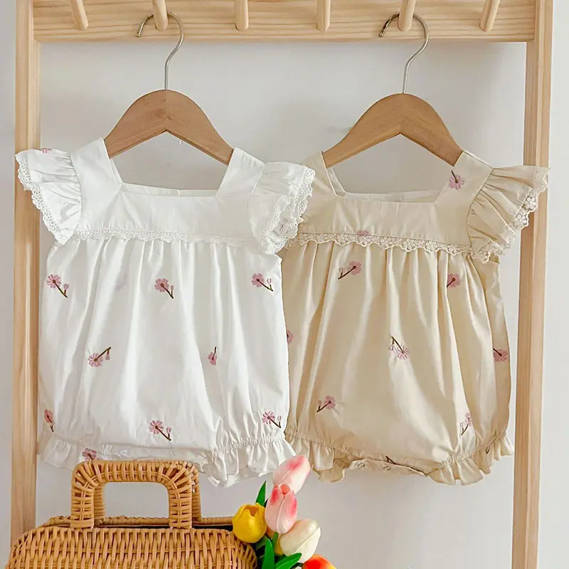 Summer Newborn Kids Baby Girls Rompers New Infant Kids Baby Girls Sleeveless Embroider Rompers Clothes