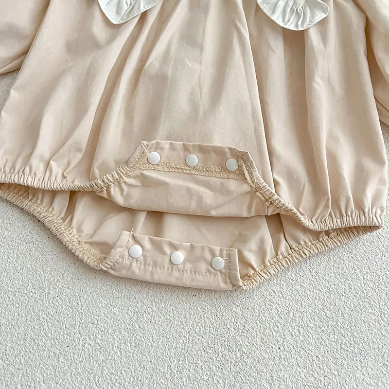 Autumn Newborn Kids Baby Girls Long Sleeve Sweet Solid Color Princess Rompers New Infant Baby Girls Rompers Clothes
