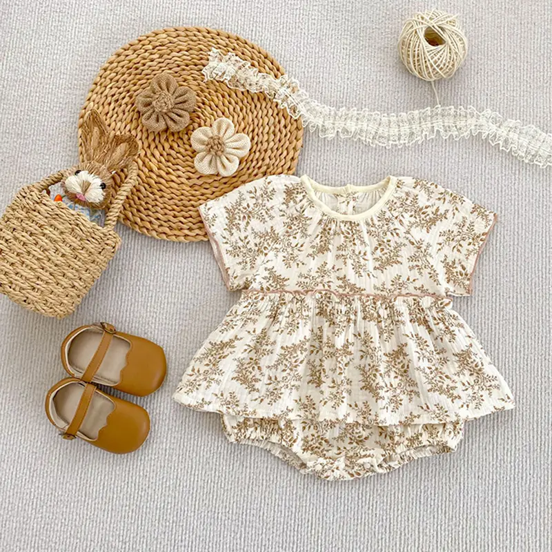 0-24M Baby Girls Clothing New Summer Clothing Toddler Baby Girls Jumpsuit Fashion Flowers Cotton Infant Baby Girls Bodysuits