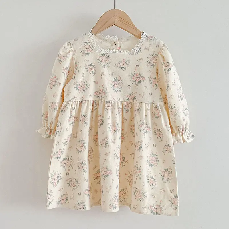 New Infant Kids Baby Girls Long Sleeve Sweet Flower Print Sisters Dress Spring Autumn Newborn Baby Girls Clothes Rompers
