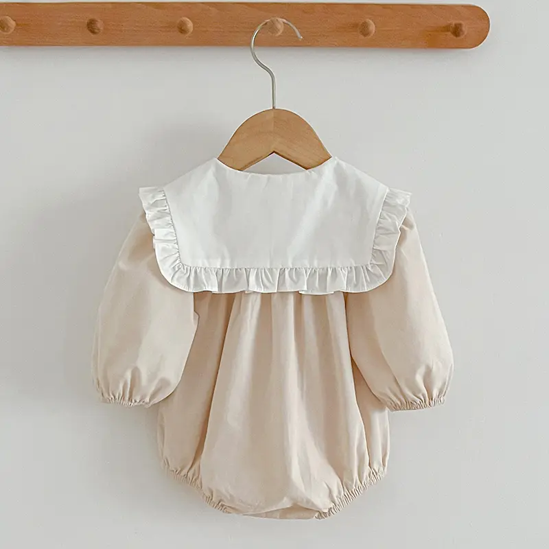 Autumn Ruffles Romper Baby Girls Rompers Cotton Lace Collar Clothes Long Sleeve Strap Newborn Romper Clothes Baby Girl Bodysuit