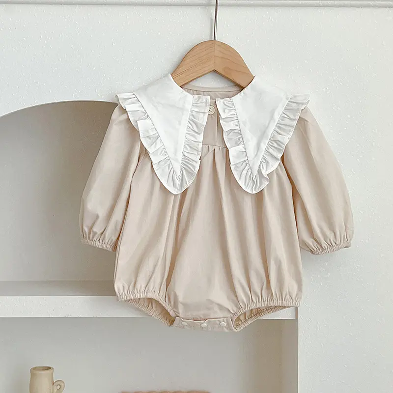 Autumn Ruffles Romper Baby Girls Rompers Cotton Lace Collar Clothes Long Sleeve Strap Newborn Romper Clothes Baby Girl Bodysuit