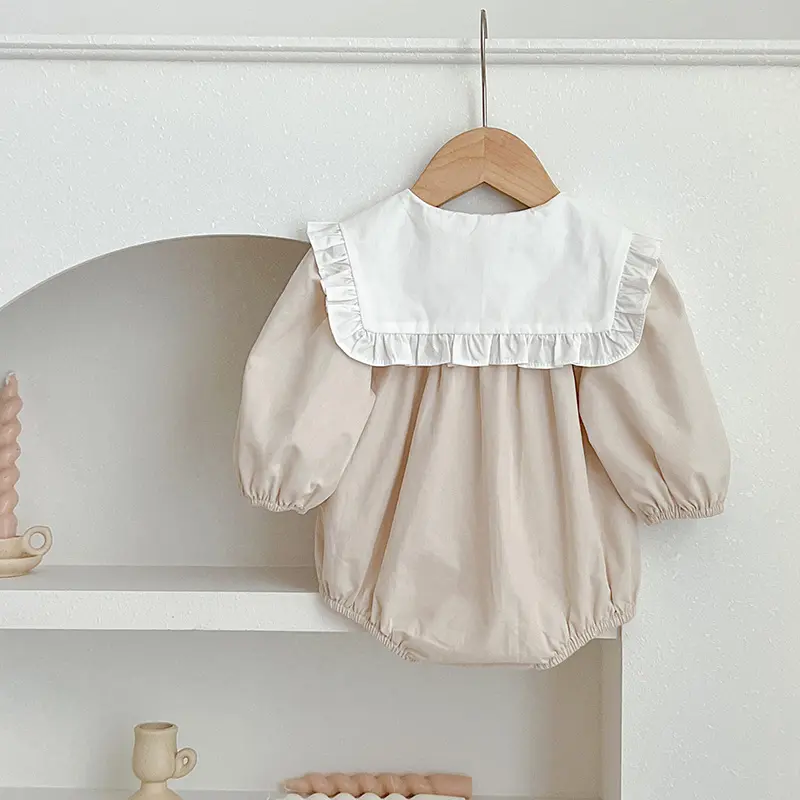 Autumn Ruffles Romper Baby Girls Rompers Cotton Lace Collar Clothes Long Sleeve Strap Newborn Romper Clothes Baby Girl Bodysuit