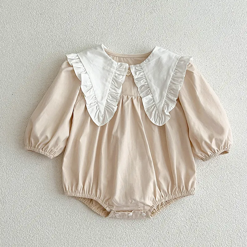 Autumn Ruffles Romper Baby Girls Rompers Cotton Lace Collar Clothes Long Sleeve Strap Newborn Romper Clothes Baby Girl Bodysuit