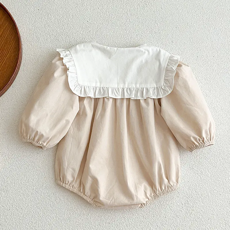 Autumn Ruffles Romper Baby Girls Rompers Cotton Lace Collar Clothes Long Sleeve Strap Newborn Romper Clothes Baby Girl Bodysuit
