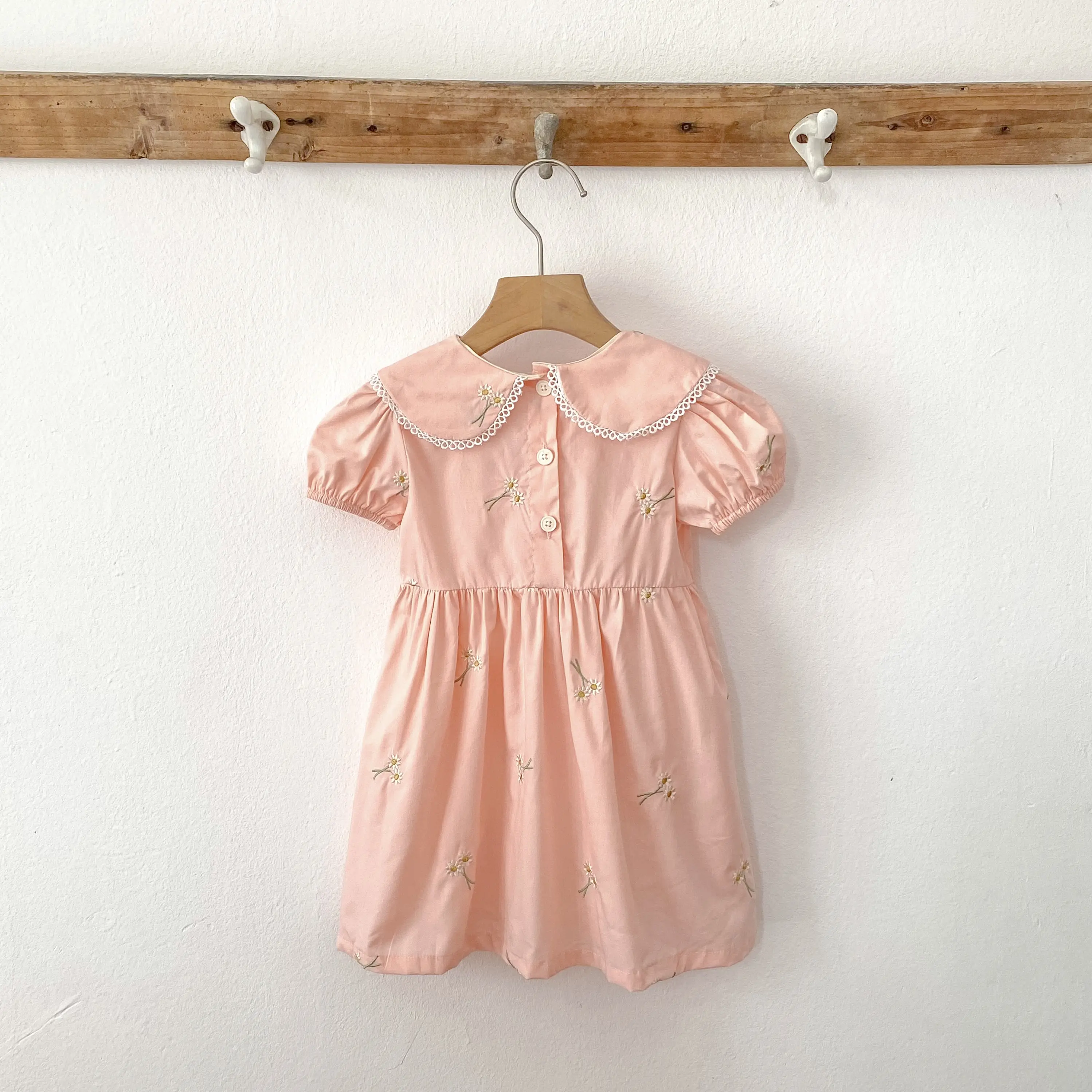 1-6Yrs Girls Fashion Embroidered Flower Dress Summer New Little Girls Toddler Princess Dresses Kids Flying Sleeves Party Clothes