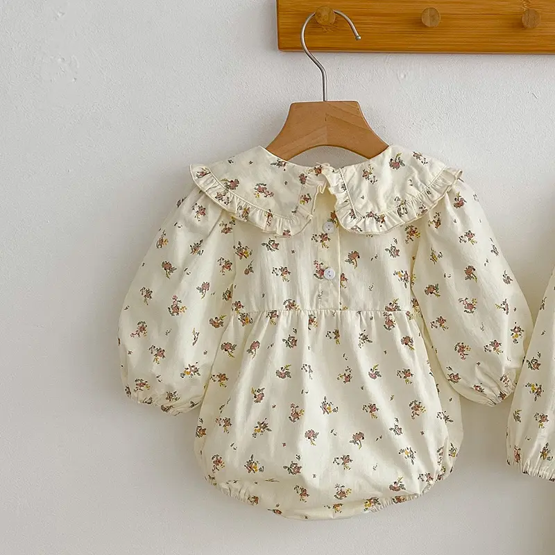 Autumn New Floral Girls Lace Romper New Baby Bodysuits Cotton One Piece Long Sleeve Baby Outfit Newborn Clothes Children Outfits