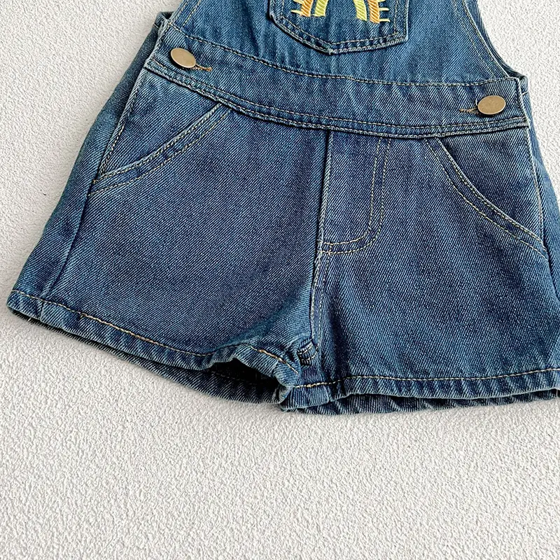 Autumn Baby Denim Jumpsuit Embroider Rainbow Toddler Kid Boy Girl Pocket Loose Suspender Overall Jeans Fashion Overalls Clothes
