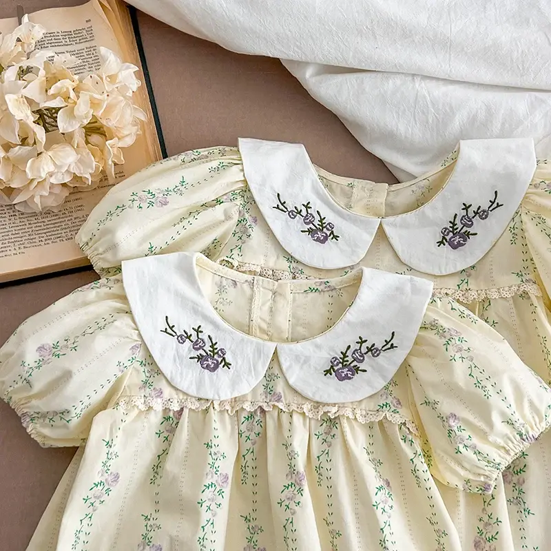 Summer Toddler Baby Girls Jumpsuit 0-24M Children Clothes Infant Baby Girls Bodysuits Short Sleeved Cotton Floral Print Clothes