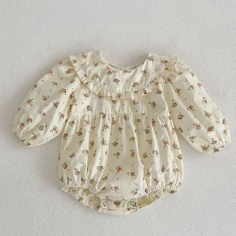 Autumn New Floral Girls Lace Romper New Baby Bodysuits Cotton One Piece Long Sleeve Baby Outfit Newborn Clothes Children Outfits