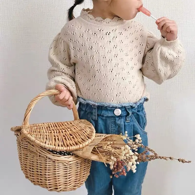Autumn Children Baby Loose Sweater Knit Winter Hollowed Out Baby Girl Clothes Round Neck Kids Toddler Girl Pullover Baby Outer