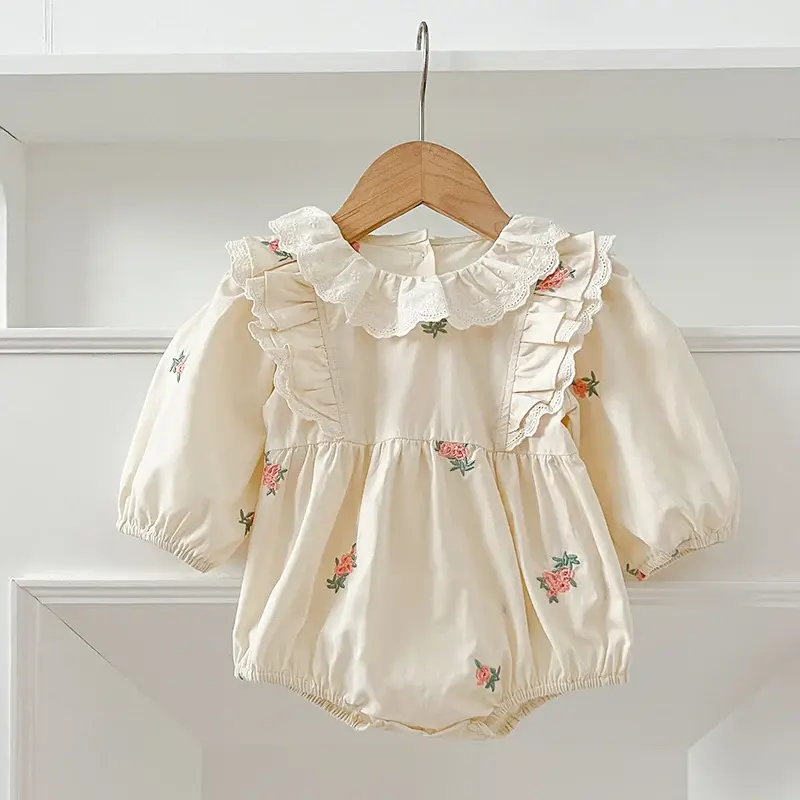 Spring Autumn Baby Girls Sweet Sisters Dress Lace Embroidered Flowers Infant Rompers Kids Baby Girls Princess Clothes Rompers