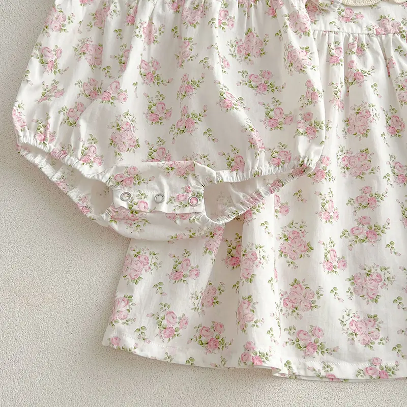 Sister Baby Girls Flower Dresses Girl Romper New Summer Sister Matching Outfit Lace Collar Flowers Dress Toddler Princess Romper
