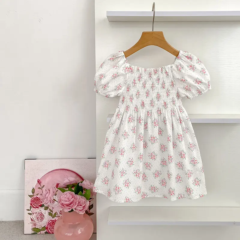 1-6Y Fashion Flowers Kids Clothing Baby Girls Dress Princess Ruffles Cotton Backless Newborn Infant Princess Dress Party Dresses