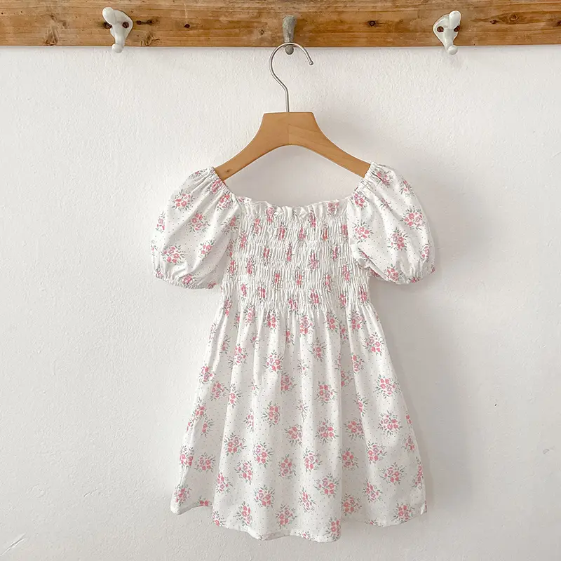 1-6Y Fashion Flowers Kids Clothing Baby Girls Dress Princess Ruffles Cotton Backless Newborn Infant Princess Dress Party Dresses