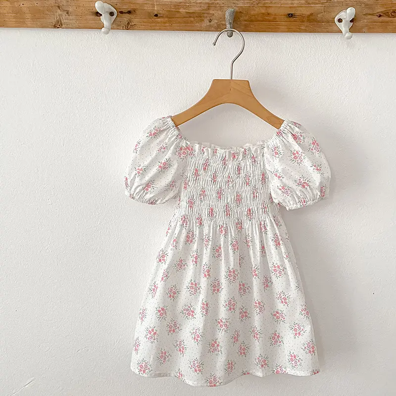 1-6Y Fashion Flowers Kids Clothing Baby Girls Dress Princess Ruffles Cotton Backless Newborn Infant Princess Dress Party Dresses