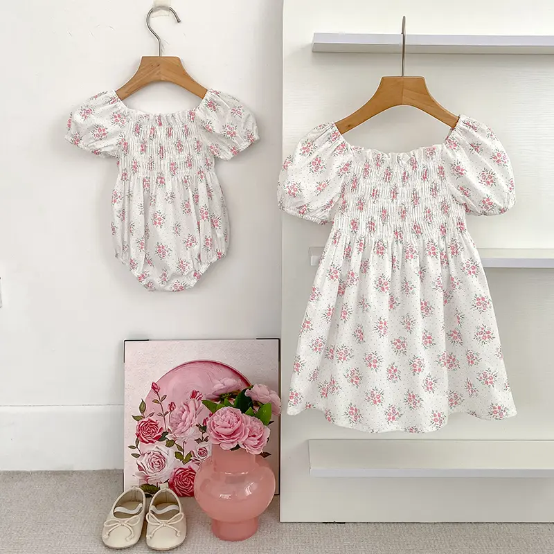 1-6Y Fashion Flowers Kids Clothing Baby Girls Dress Princess Ruffles Cotton Backless Newborn Infant Princess Dress Party Dresses