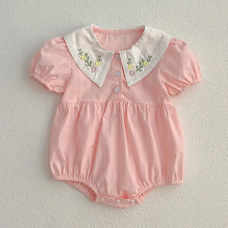 Summer New Kids Baby Girls Short Sleeve Sisters Embroider Dress Infant Rompers Kids Baby Girls Sweet Princess Clothes Rompers