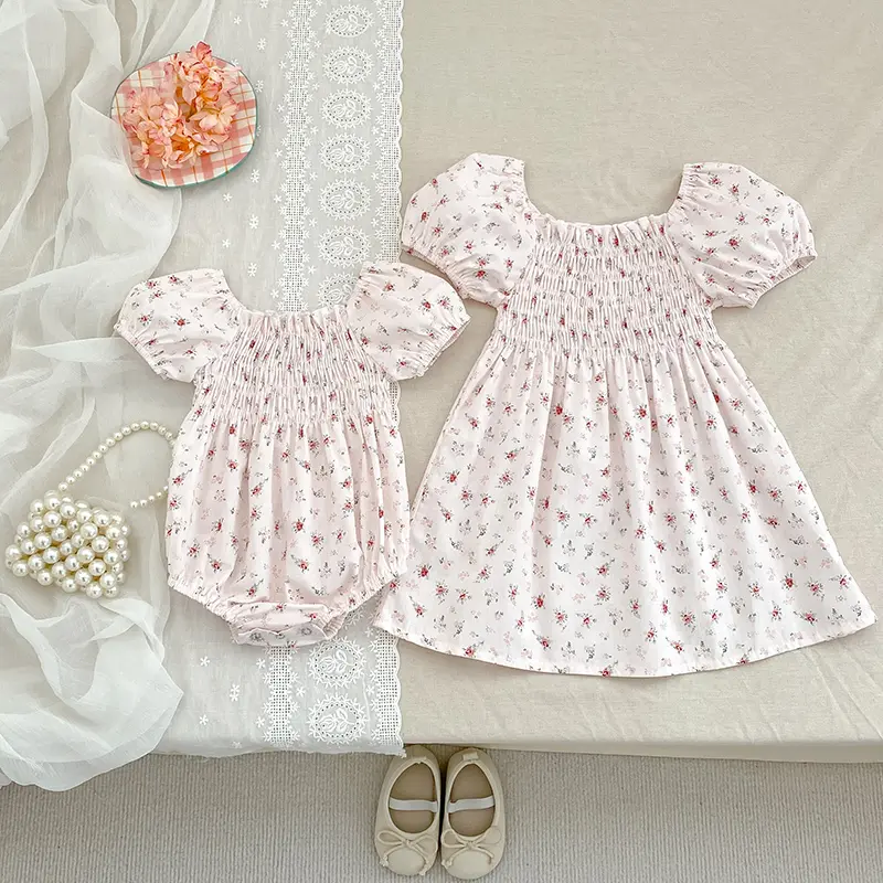 New Summer Baby Girls Romper Pink Flowers Short Sleeve Cotton Baby Jumpsuit Cotton Baby Bodysuit 0-24 Months Newborn Girl Romper