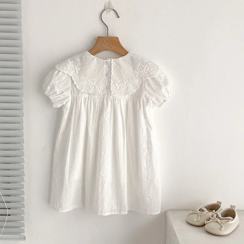 Summer Sisters Dress Baby Bodysuit Flower Embroidery Dress Infant Girls Baby Rompers Toddler Outfit Family Sister Dress Outfits