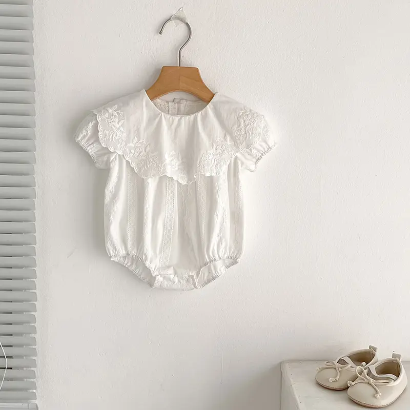 Summer Sisters Dress Baby Bodysuit Flower Embroidery Dress Infant Girls Baby Rompers Toddler Outfit Family Sister Dress Outfits