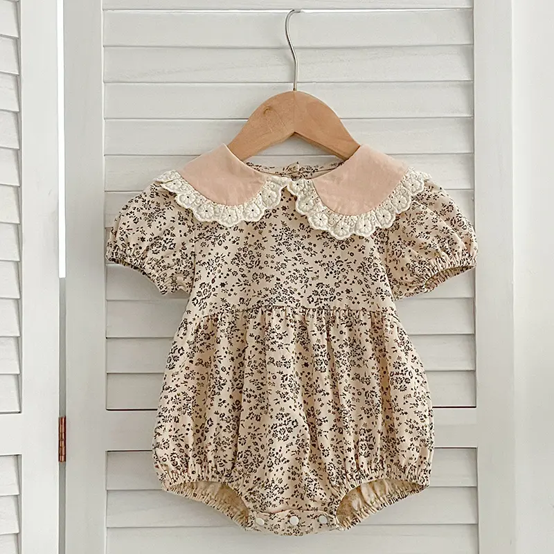 Summer Baby Girls Sister Clothes New Toddler Baby Rompers Princess Children Girls Short Sleeved Floral Printed Dresses Clothes