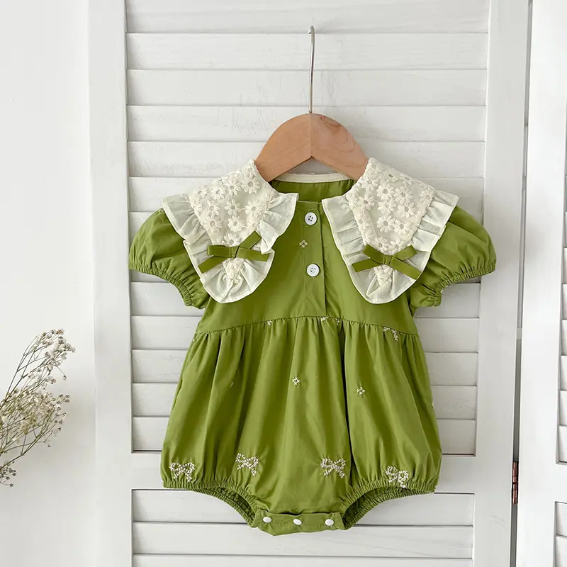 Sisters Clothes ﻿Summer Girls Princess Dress Lace Collar Sisters Dress Cotton Embroidery Toddler Baby Bodysuits Kids Party Dress