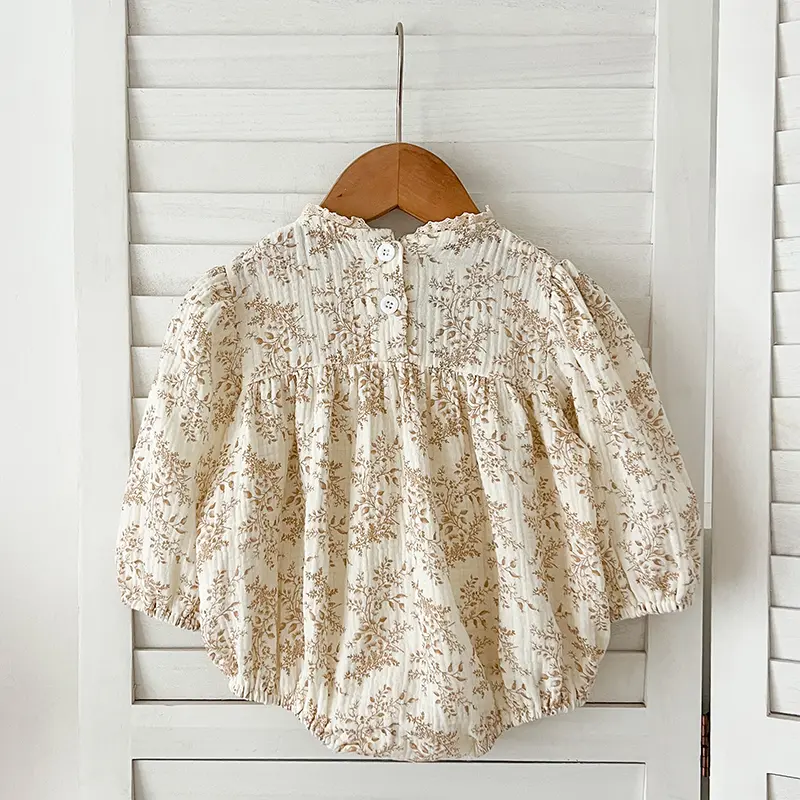 0-24M Fashion Baby Clothing Spring Newborn Infant Baby Girls Romper Muslin Lapel Floral Rompers Kids One Piece Newborn Jumpsuit